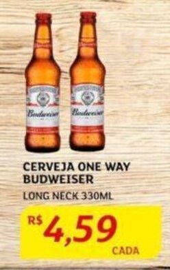 Assaí Atacadista CERVEJA ONE WAY BUDWEISER LONG NECK 330ML oferta