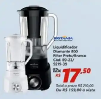 Liquidificador diamante 800 Filter preto/Branco