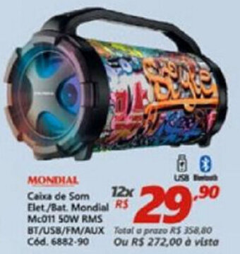 Lojas Becker Caixa de Som Elet./Bat, Mondial oferta