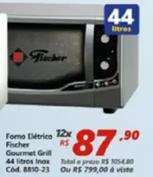 Lojas Becker Forno Eletrico Fischer Gourmet Grill 44L Inox oferta