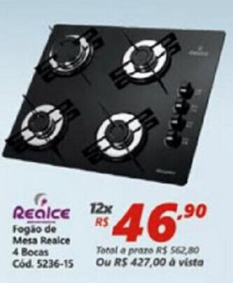 Fogao de Mesa Realce 4 Bocas