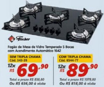 Lojas Becker Fogao de Mesa de Vidro Temperado 5 Bocas com Acendimento Automatico 1642 - Sem Tripla Chama oferta