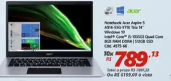 Lojas Becker Notebook Acer Aspire 5 14" Windows 10 Intel Core i5 oferta