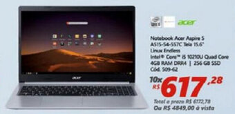 Lojas Becker Notebook Acer Aspire 5 15.6" Linux Endless Intel Core i5 oferta