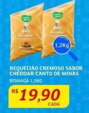 REQUEIJÃO CREMOSO SABOR CHEDDAR CANTO DE MINAS BISNAGA 1,2KG