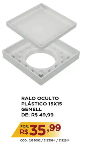 Ralo Oculto Plastico 15x15 Gemell