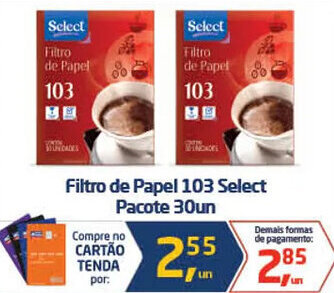 Tenda Atacado Filtro de Papel 103 Select Pacote 30un oferta