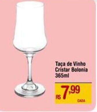 Max Atacadista Taça de Vinho Cristar Bolonia 365ml oferta