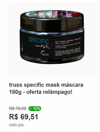 truss specific mask máscara 180g - oferta relâmpago!