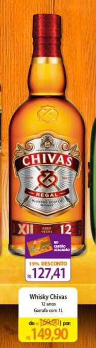 Atacadão Whisky Chivas 12 anos Garrafa com 1L oferta