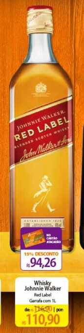 Atacadão Whisky Johnnie Walker Red Label Garrafa com 1L oferta