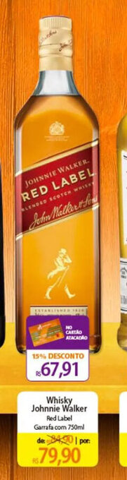 Atacadão Whisky Johnnie Walker Red Label Garrafa com 750ml oferta