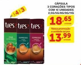 Roldão Cápsulas de café 3 corações 10un oferta