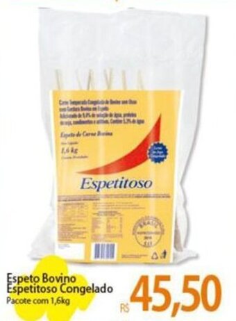 Atacadão Espeto Bovino Espetitoso Congelado Pacote com 1,6kg oferta