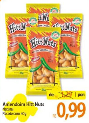 Atacadão Amendoim Hitt Nuts Natural Pacote com 40g oferta