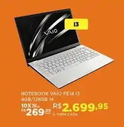 DB Supermercados Notebook vaio 4gb/128gb oferta