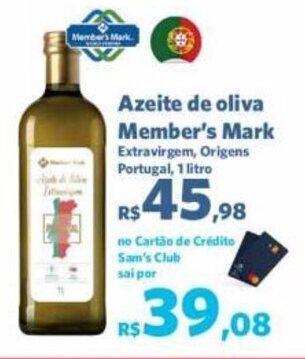Sam's Club Azeite de oliva Member's Mark Extravirgem, Origens Portugal, 1 litro oferta