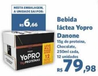 Sam's Club Bebida láctea Yopro Danone 15g de proteina, Chocolate, 250ml cada, 12 unidades oferta
