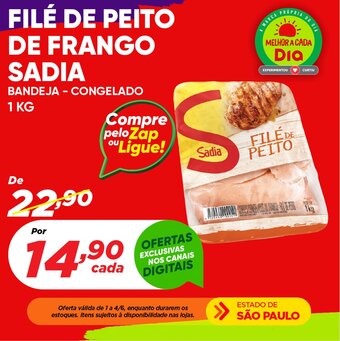 Dia FILÉ DE PEITO DE FRANGO SADIA BANDEJA - CONGELADO 1 KG oferta