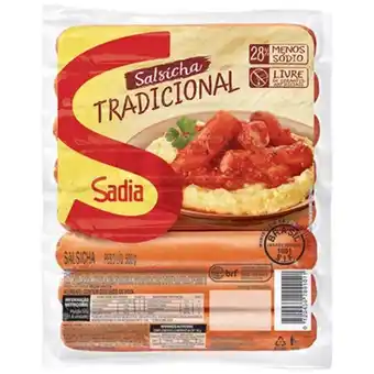 X Supermercados Salsicha sadia tradicional 500g oferta