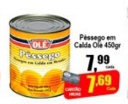 Higa's Supermercado Pessego em Calda Ole lata 450g oferta