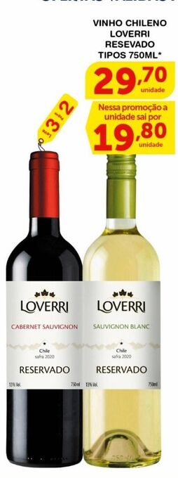 Roldão Vinho chileno loverri reservado 750ml oferta