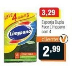 Veran Supermercados Esponja Dupla Face Limppano com 4 oferta