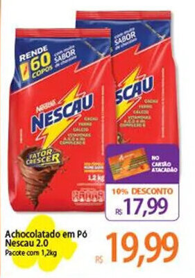 Atacadão Achocolatado em Pó Nescau 2.0 Pacote com 1,2kg oferta