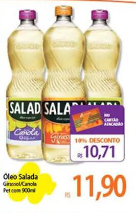 Atacadão Óleo Salada Girassol/Canola Pet com 900ml oferta