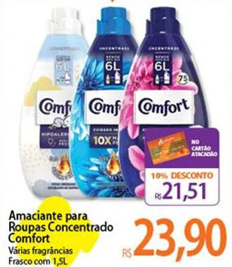 Atacadão Amaciante para Roupas Concentrado Comfort Várias fragrâncias Frasco com 1,5L oferta