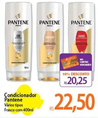Atacadão Condicionador Pantene Vários tipos Frasco com 400ml oferta