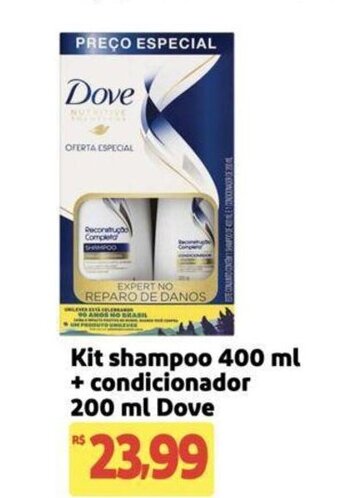 Extra Supermercado Kit shampoo 400 ml + condicionador 200 ml Dove oferta