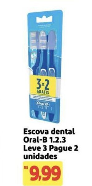 Extra Supermercado Escova dental Oral-B 1.2.3 Leve 3 Pague 2 unidades oferta