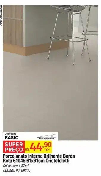 Leroy Merlin Porcelanato Interno Brilhante Borda Reta 61045 61x61cm Cristofoletti Caixa com 1,87m². oferta