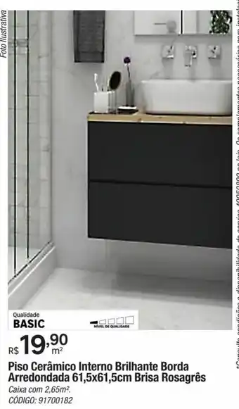 Leroy Merlin Piso Cerâmico Interno Brilhante Borda Arredondada 61,5x61,5cm Brisa Rosagrês oferta