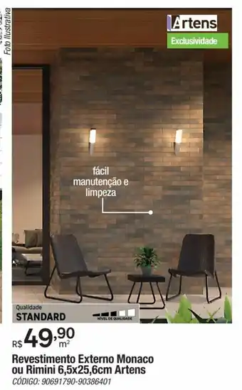 Leroy Merlin Revestimento Externo Monaco ou Rimini 6,5x25,6cm Artens CÓDIGO: 90691790-90386401 oferta