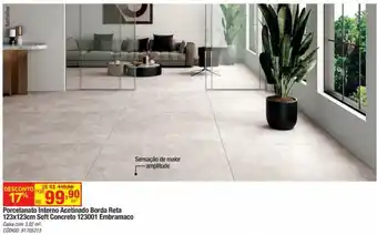 Leroy Merlin Porcelanato Interno Acetinado Borda Reta 123x123cm Soft Concreto 123001 Embramaco Caixa com 3,02 m². oferta