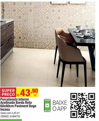 Leroy Merlin Porcelanato Interno Acetinado Borda Reta 60x60cm Paviment Bege Incesa oferta