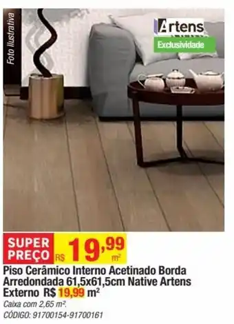 Leroy Merlin Piso Cerâmico Interno Acetinado Borda Arredondada 61,5x61,5cm Native Artens Externo oferta