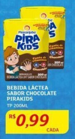 Assaí Atacadista BEBIDA LÁCTEA SABOR CHOCOLATE PIRAKIDS TP 200ML oferta