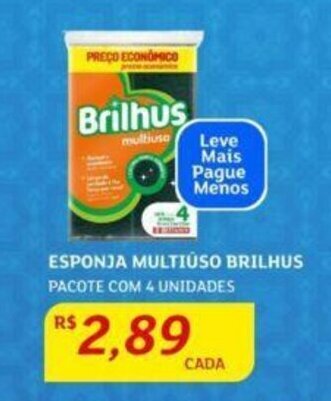 Assaí Atacadista ESPONJA MULTIUSO BRILHUS PACOTE COM 4 UNIDADES oferta