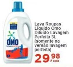 Rossi Supermercado Lava Roupas Líquido Omo Diluido Lavagem Perfeita 3L (somente na versão lavagem perfeita) oferta
