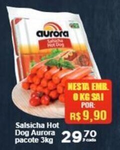 Rossi Supermercado Salsicha Hot Dog Aurora pacote 3kg oferta