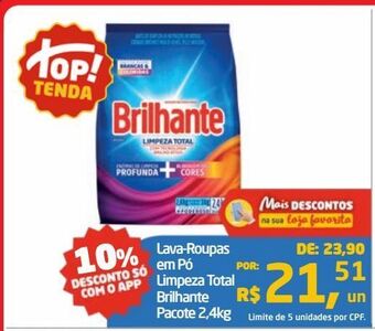Lava-roupas em pó limpeza total brilhante pacote 2,4kg