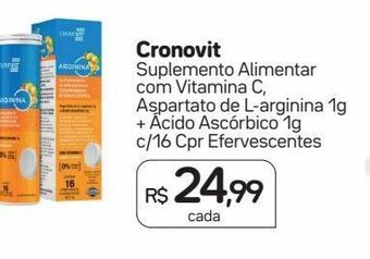 Drogal Cronovit suplemento alimentar com vitamina c, aspartato de l-arginina 1g + ácido ascórbico 1g c/16 cpr efervescentes oferta