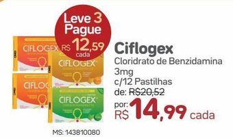 Drogal Ciflogex cloridrato de benzidamina 3mg c/12 pastilhas oferta
