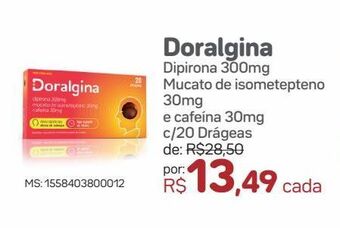 Drogal Doralgina dipirona 300mg mucato de isometepteno 30mg e cafeína 30mg c/20 drágeas oferta
