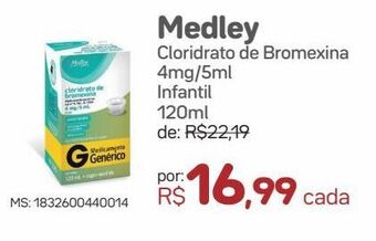 Medley cloridrato de bromexina 4mg/5ml infantil 120ml