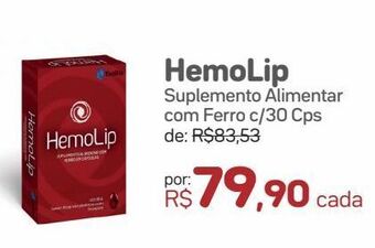 Drogal Hemolip suplemento alimentar com ferro c/30 cps oferta