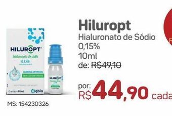Drogal Hiluropt hialuronato de sódio 0,15% 10ml oferta